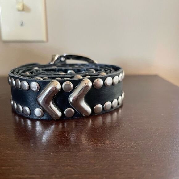 Custom Genuine Leather Silver Studded Belt - Picture 3 of 9